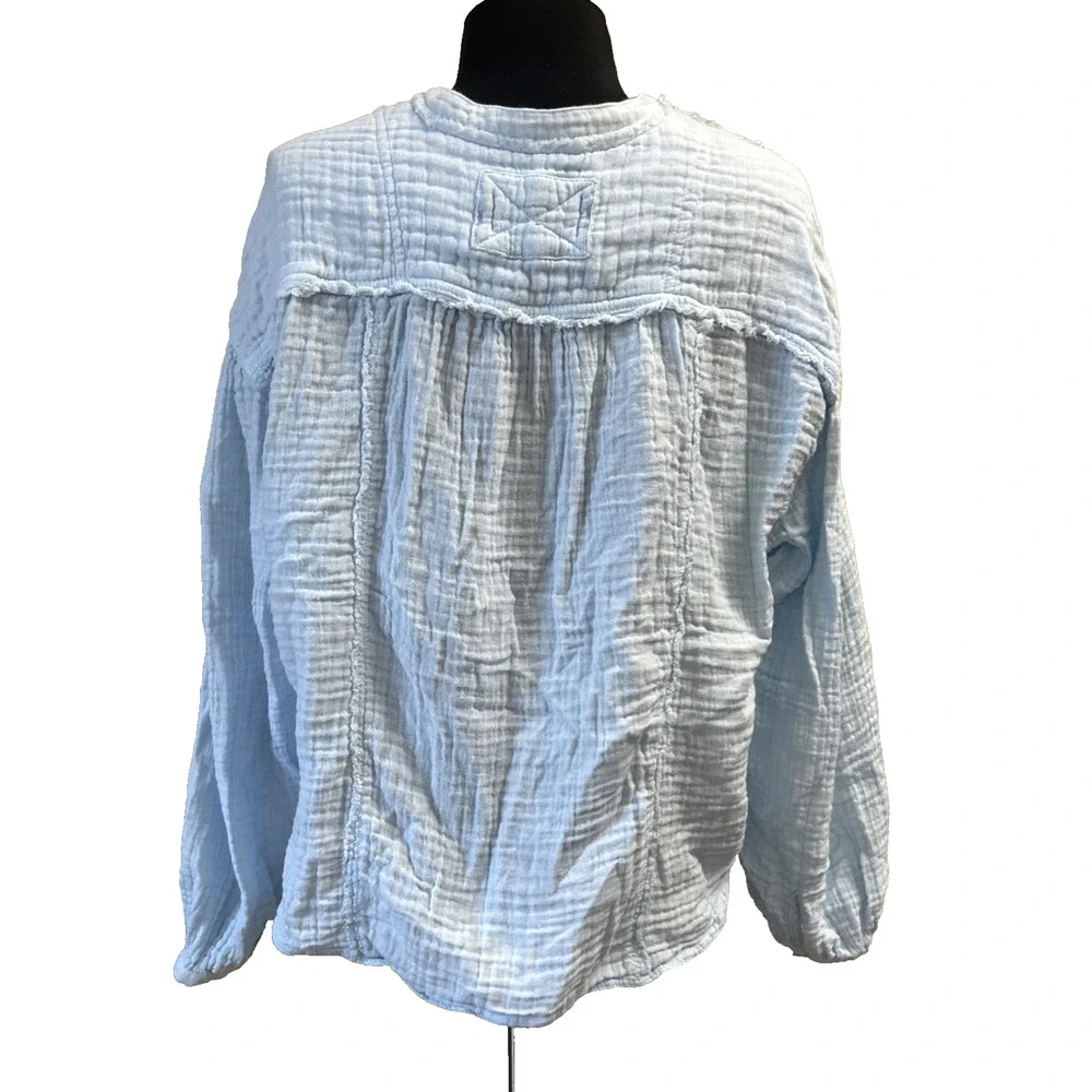 Free People We The Free Valley Double Cloth Shirt ICE BLUE Size XS $128
